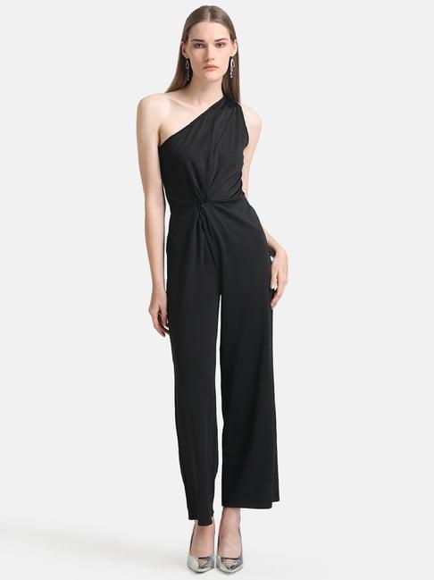 kazo black one shoulder jumpsuit