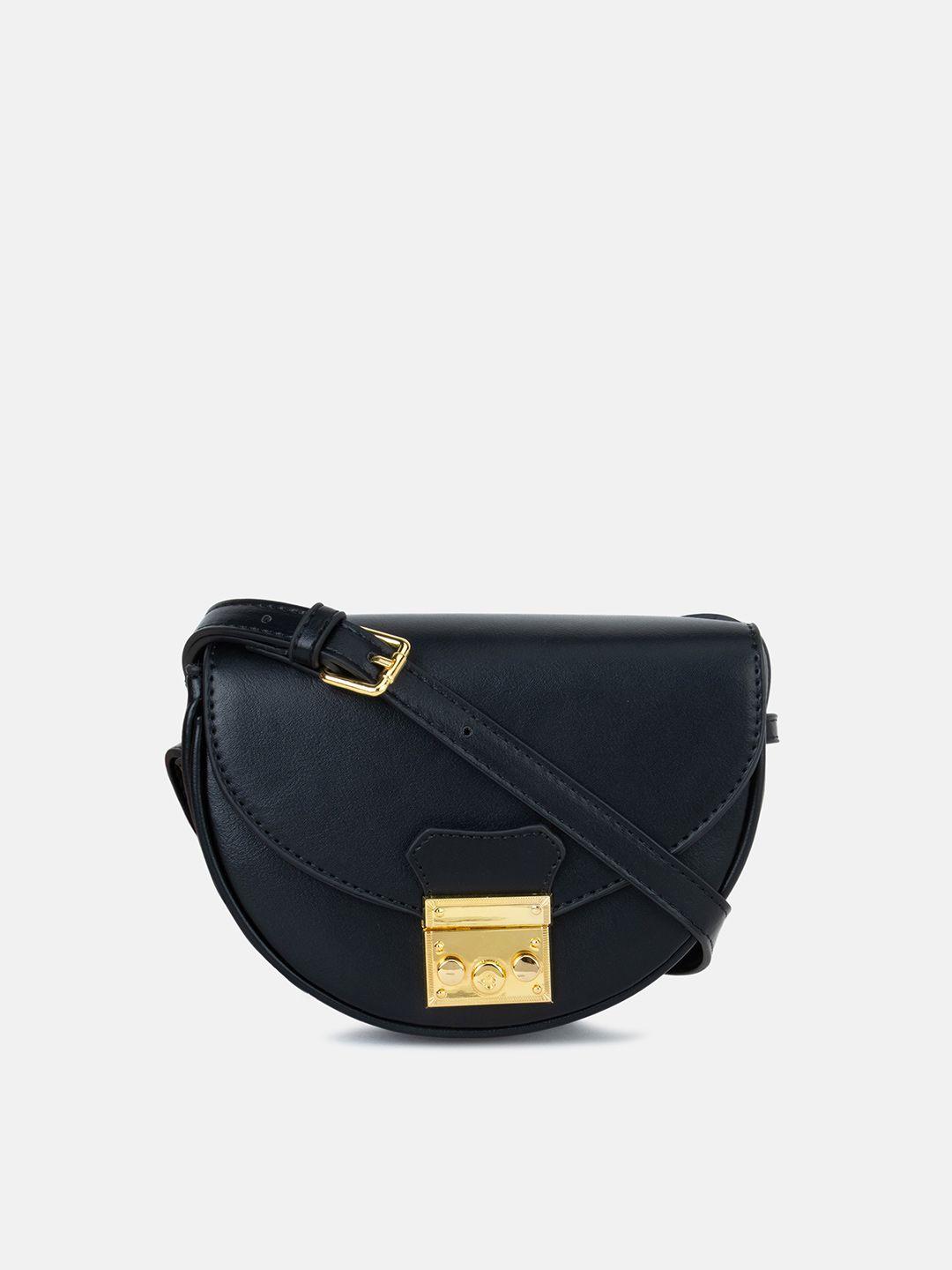 kazo black pu structured sling bag