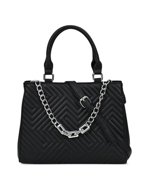 kazo black quilted medium handbag