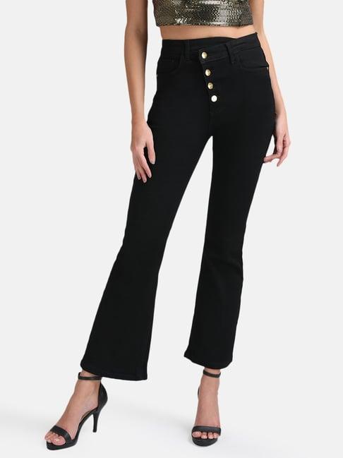 kazo black regular fit high rise jeans