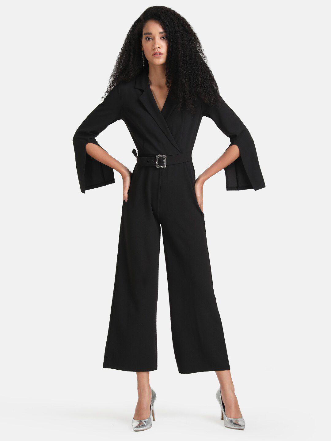 kazo black solid basic jumpsuit