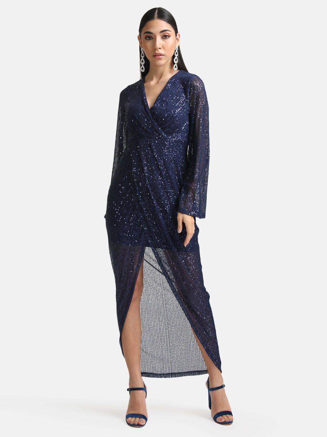 kazo blue embellished maxi maxi dress