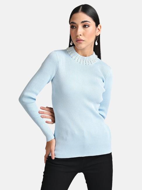 kazo blue embellished pullover