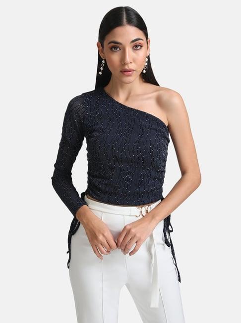 kazo blue embellished top