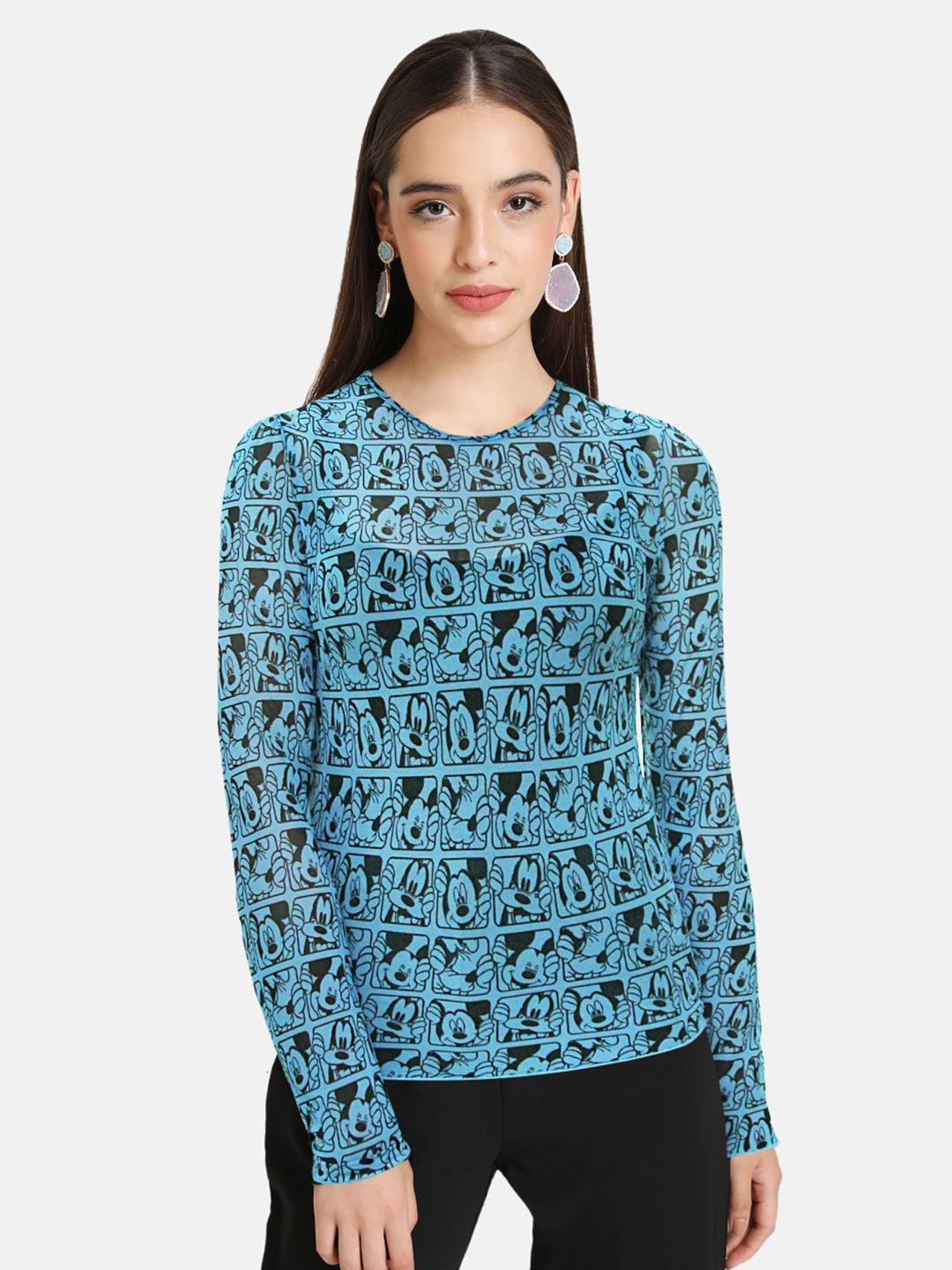 kazo blue mickey & goofy printed top