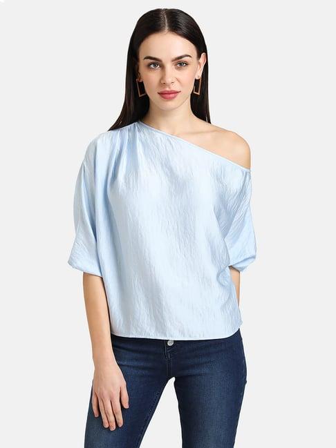 kazo blue one shoulder top