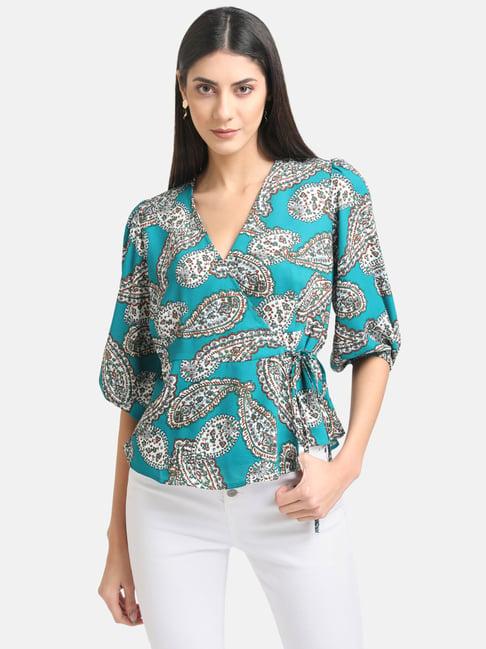 kazo blue printed top