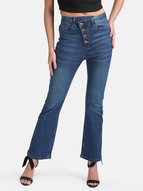 kazo blue regular fit high rise jeans