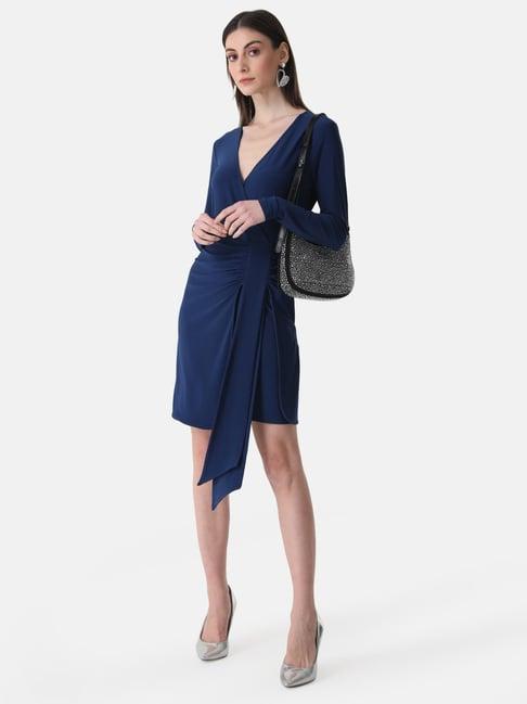 kazo blue wrap dress