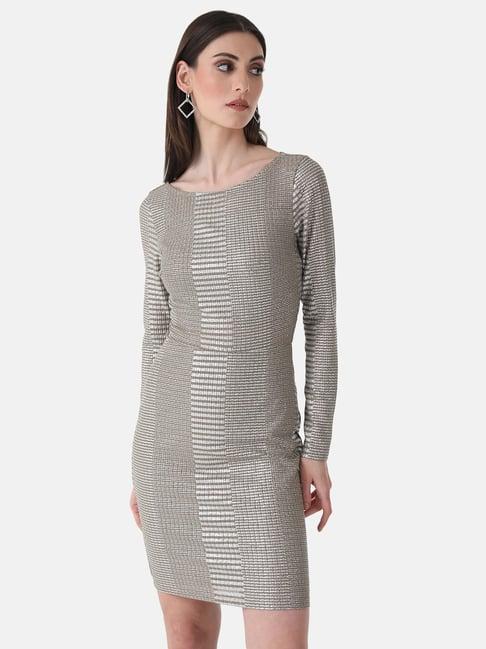 kazo brown & grey shift dress