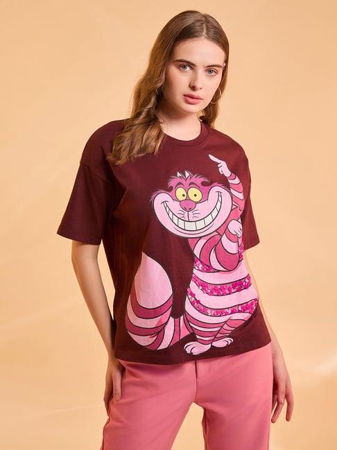 kazo brown cotton printed t-shirt