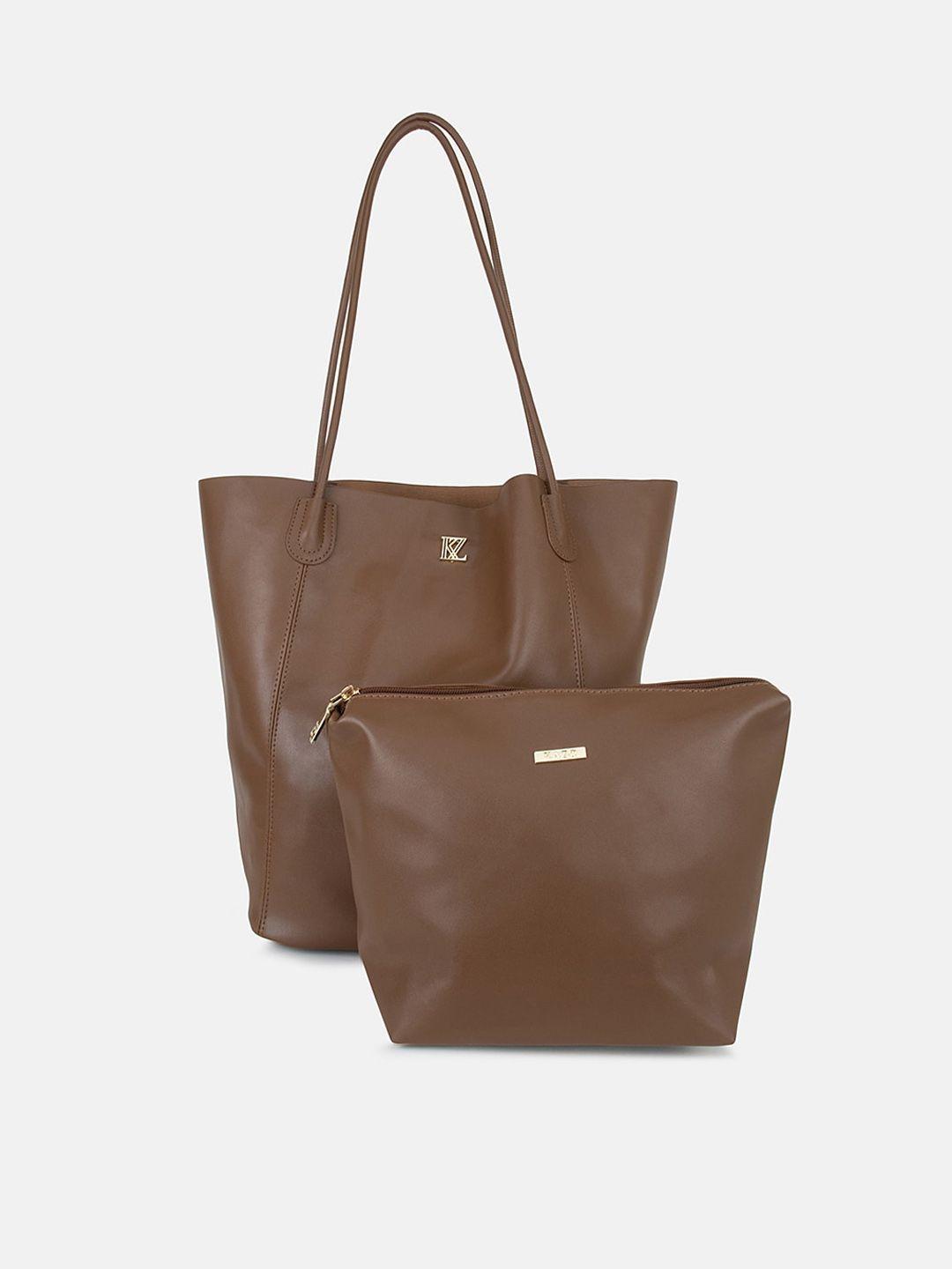 kazo brown pu oversized shopper tote bag