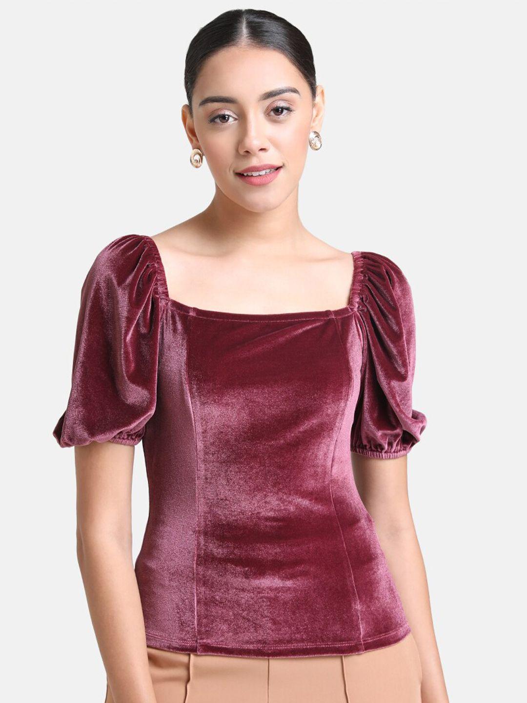 kazo burgundy velvet top