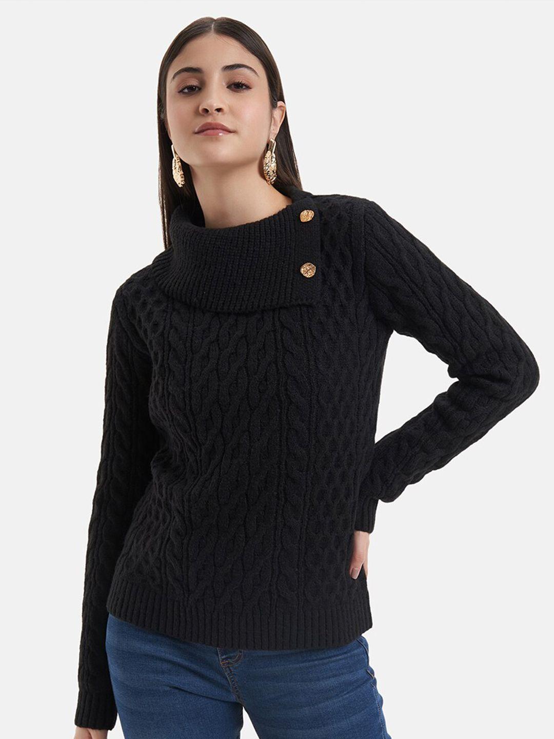 kazo cable knit turtle neck long sleeves acrylic pullover sweater