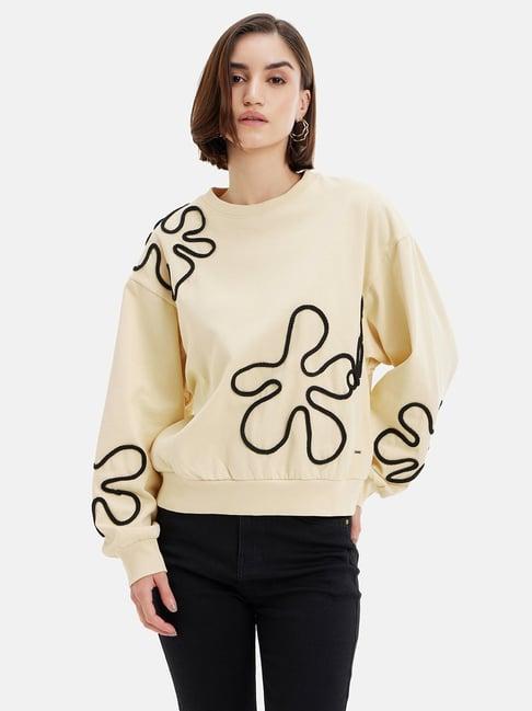 kazo cream & black embroidered sweatshirt