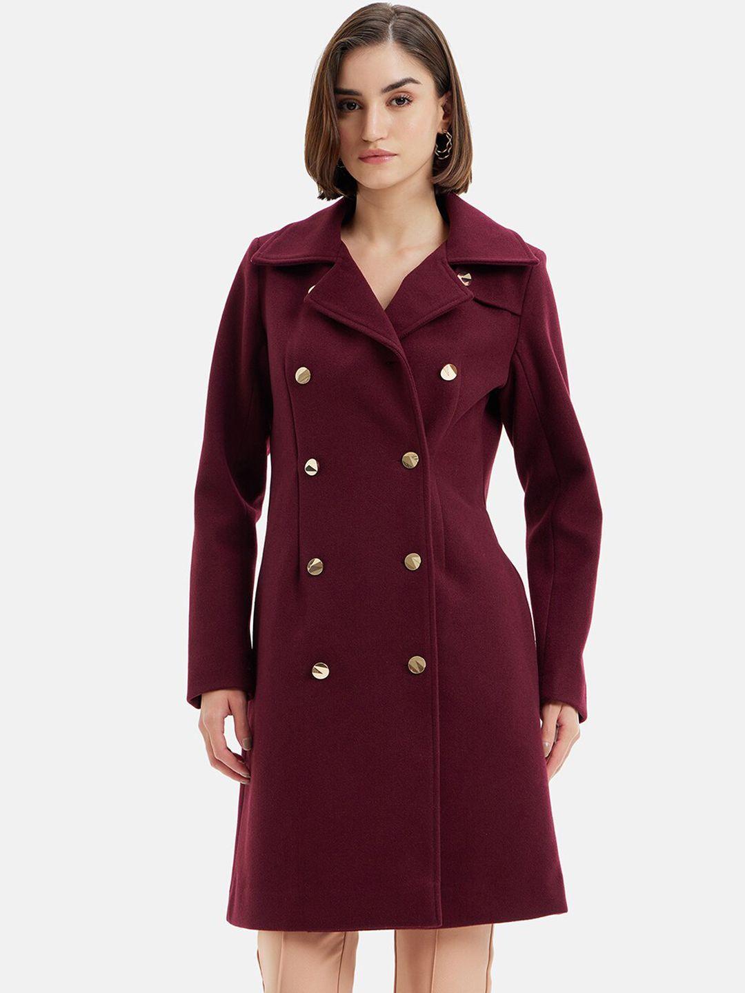 kazo double breasted long sleeved longline overcoat