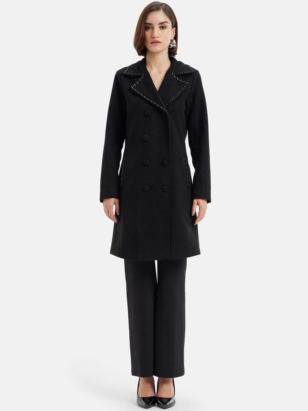 kazo double-breasted notched lapel-collar overcoat