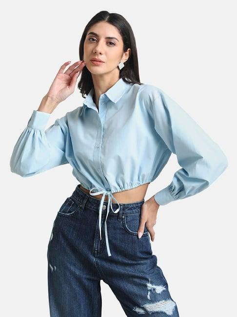 kazo drawstring detail crop shirt