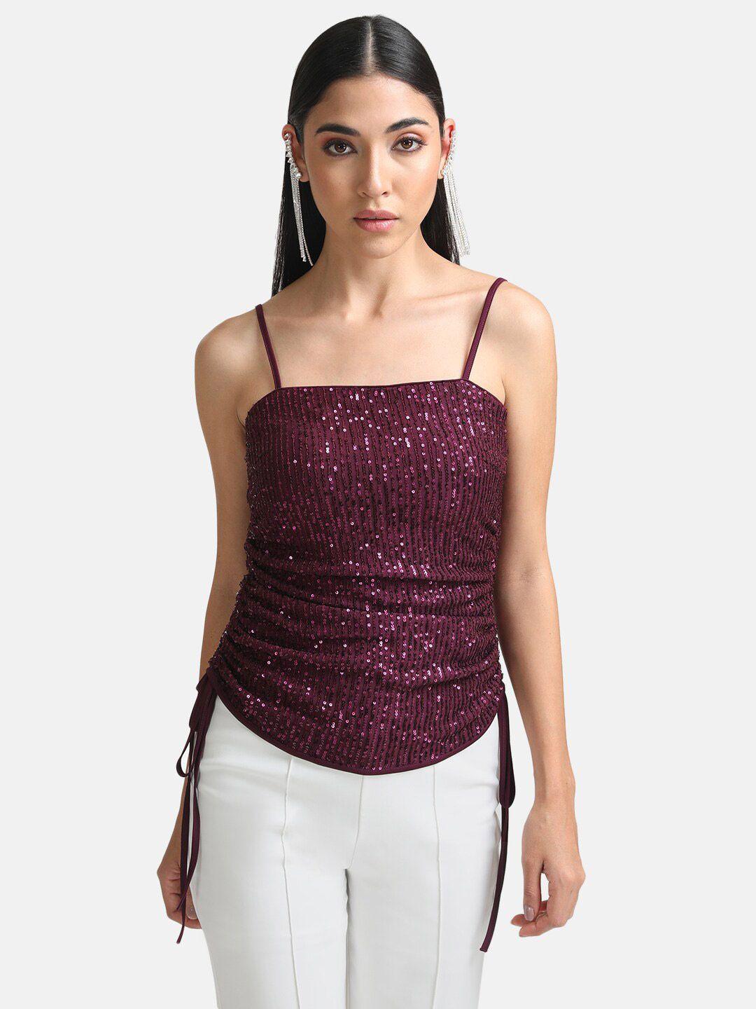 kazo embellished shoulder straps fitted top