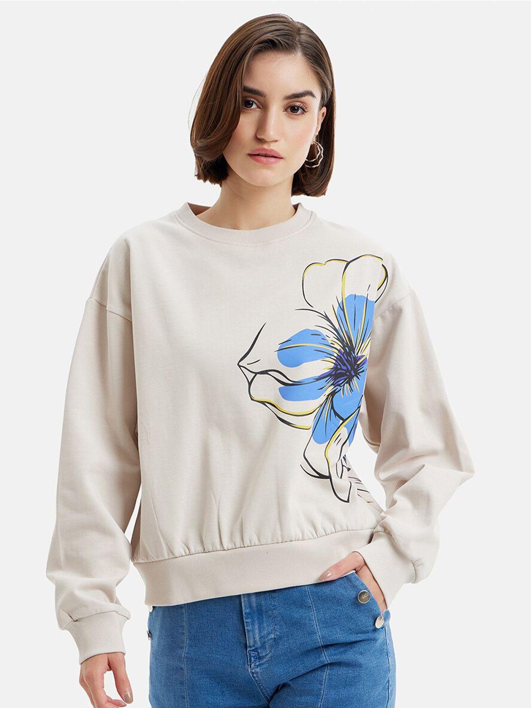 kazo floral printed cotton pullover sweatshirt