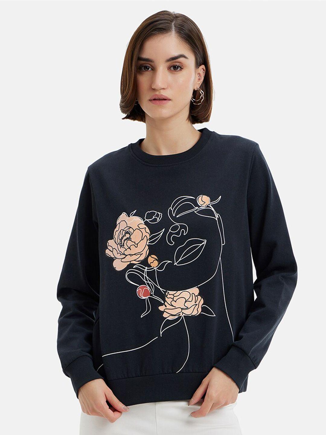 kazo floral printed cotton pullover sweatshirt