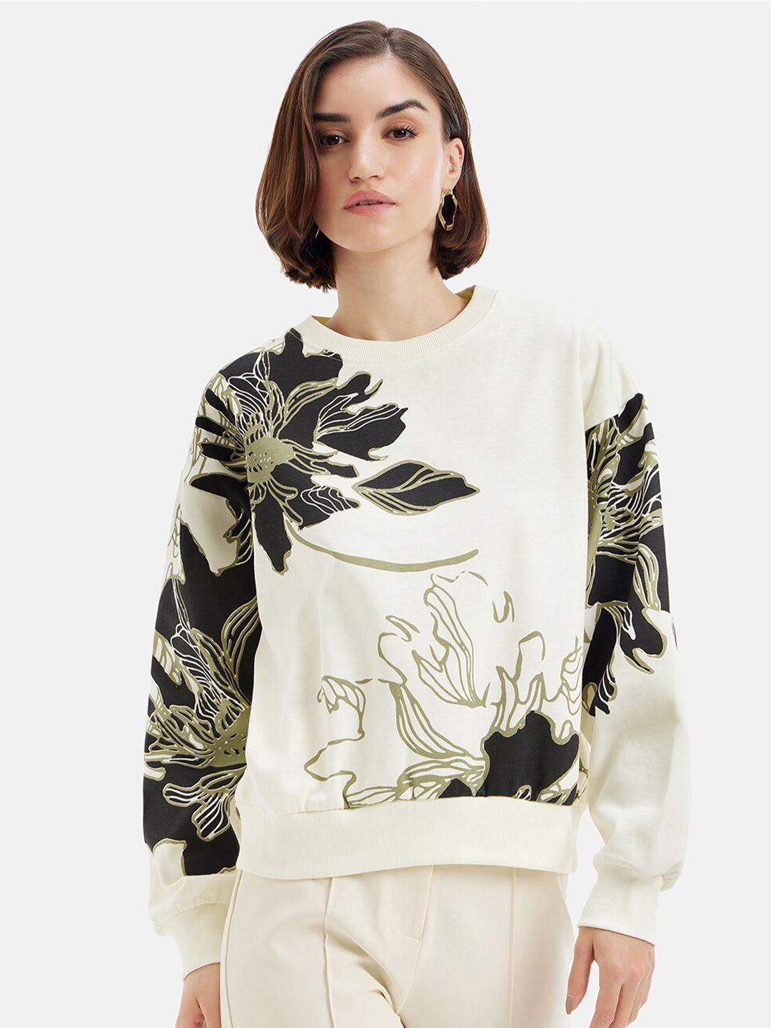 kazo floral printed cotton pullover sweatshirt