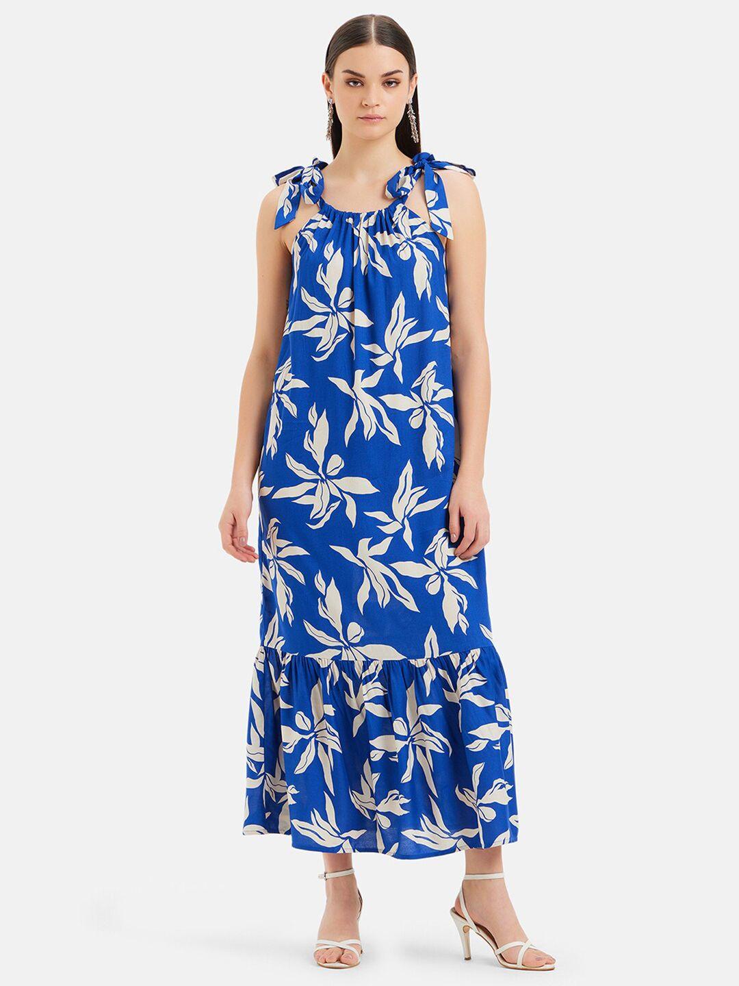 kazo floral printed sleeveless maxi opaque casual dress