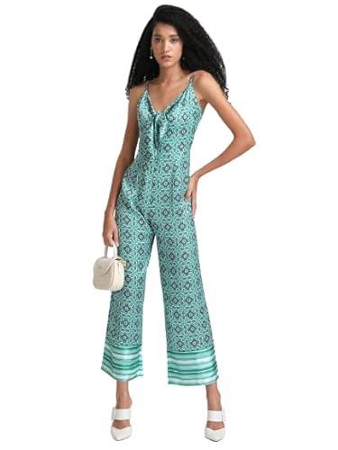 kazo front tie-knot printed jumpsuit