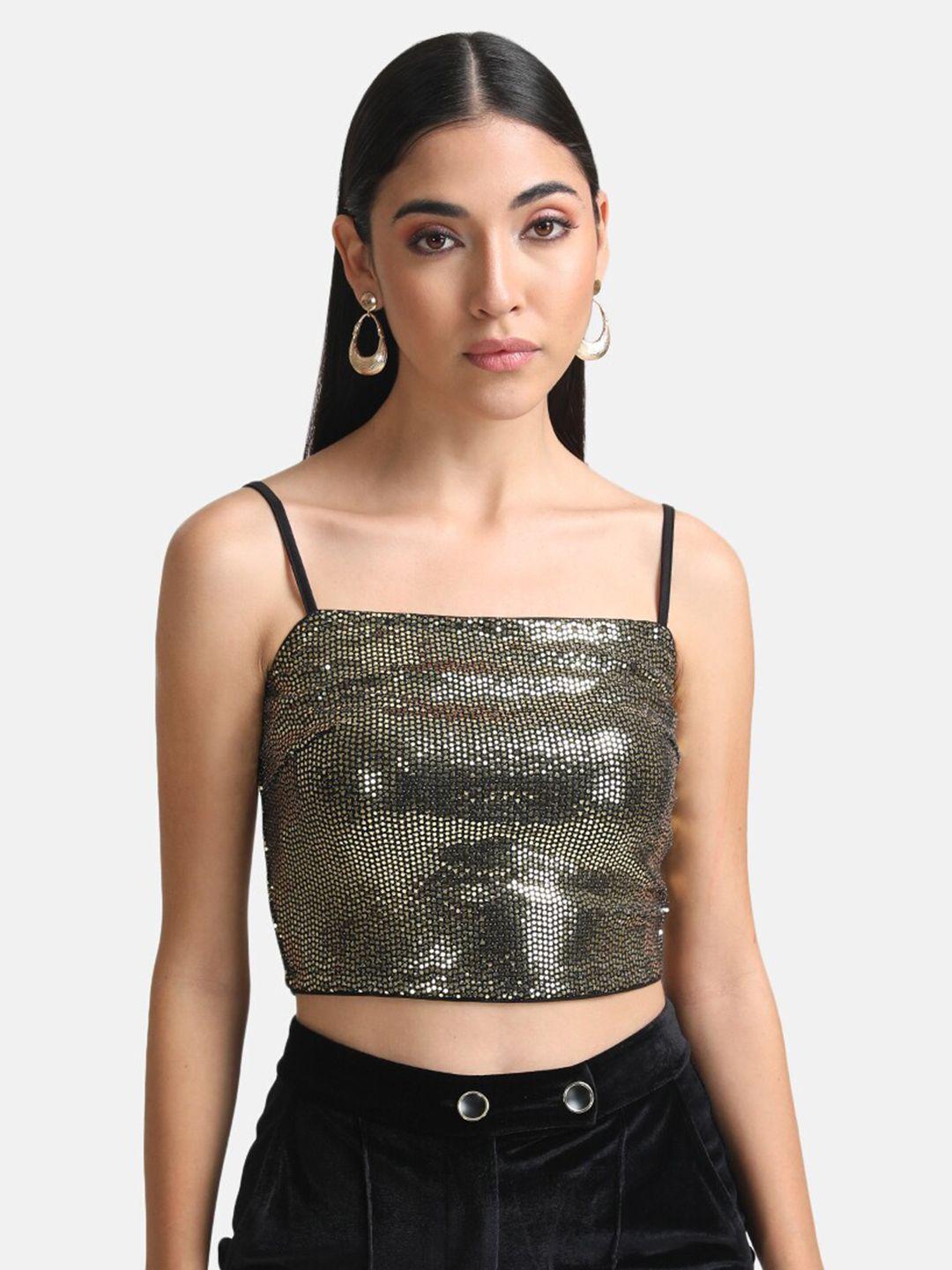 kazo geometric embellished crop top