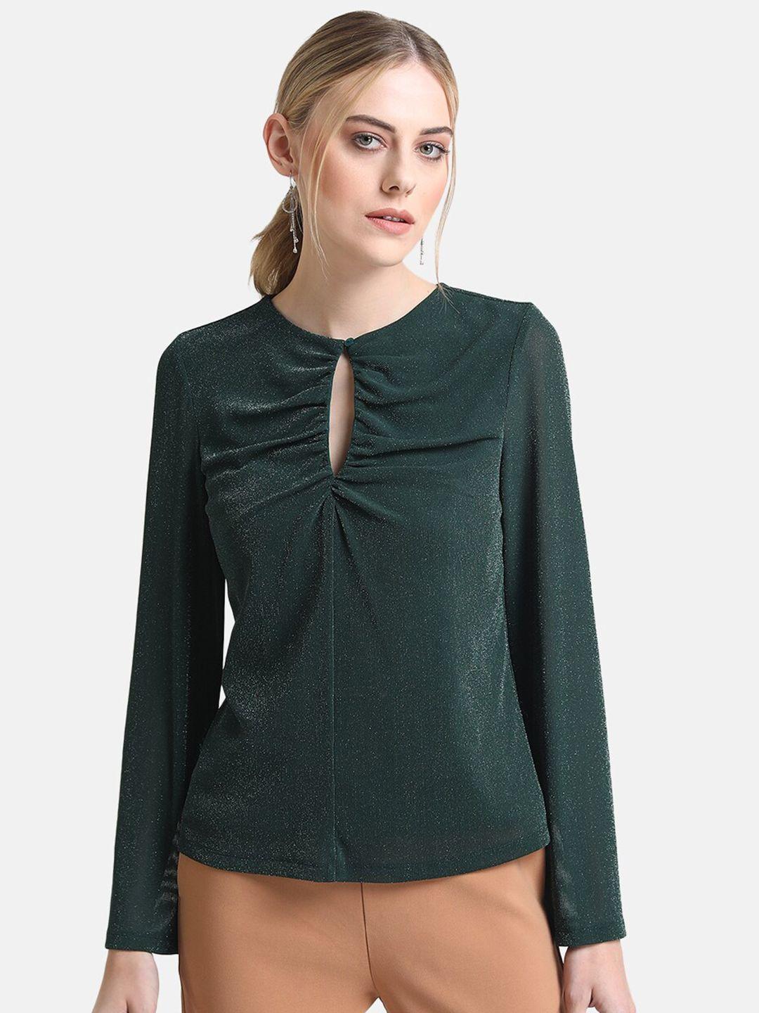 kazo green keyhole neck top