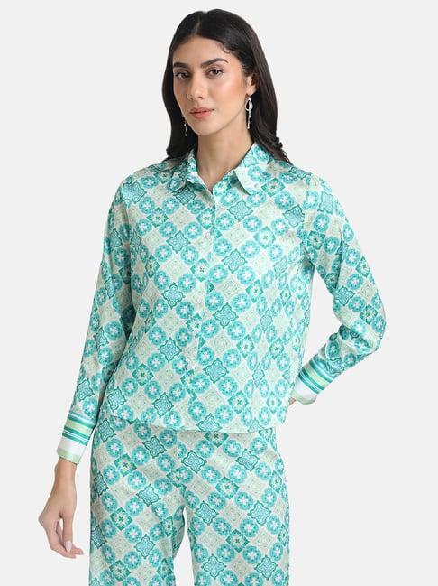 kazo green printed shirt