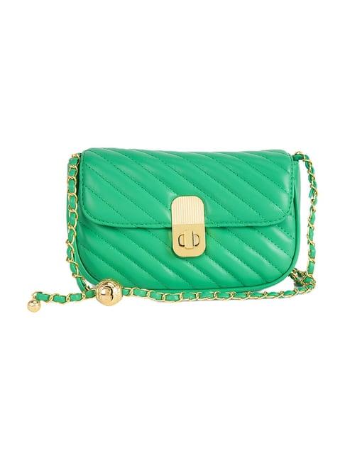 kazo green quilted small shoulder bag