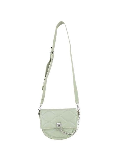 kazo green quilted small sling handbag