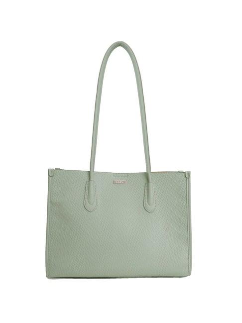kazo green synthetic textured tote handbag
