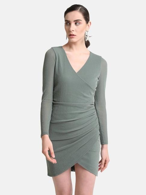 kazo green wrap dress