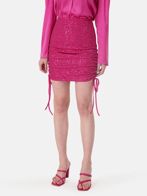 kazo hot pink embellished mini skirt