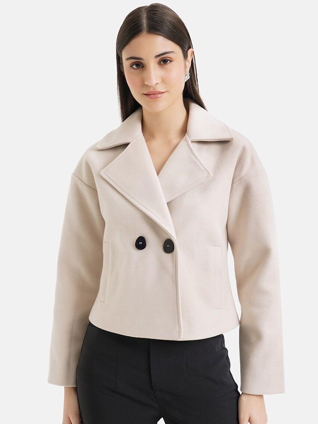 kazo lapel collar lightweight crop woollen tailored jacket