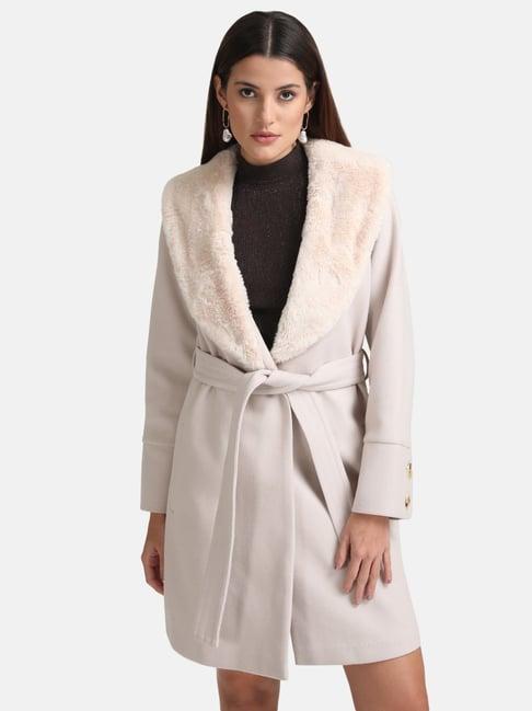 kazo long overcoat with fur collar