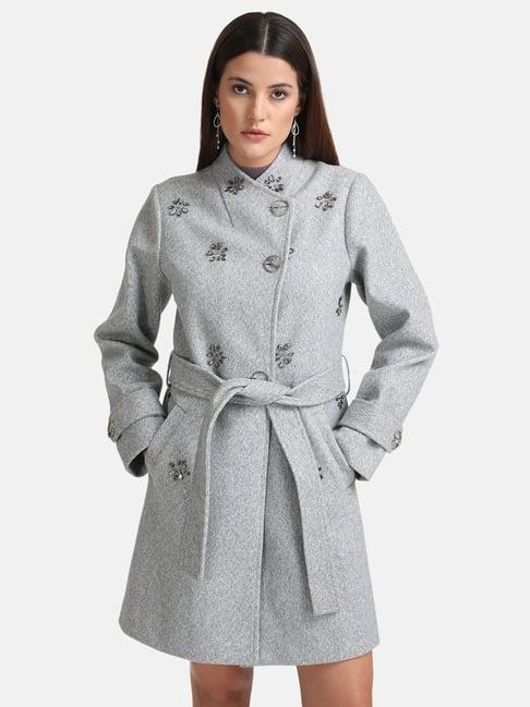 kazo long overcoat with metal trims