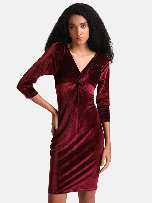 kazo maroon bodycon dress