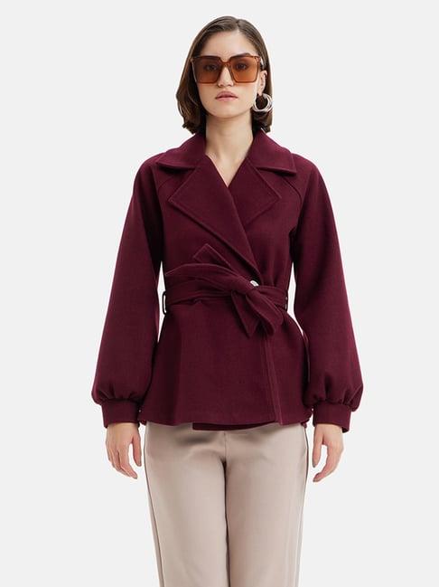 kazo maroon peplum jacket