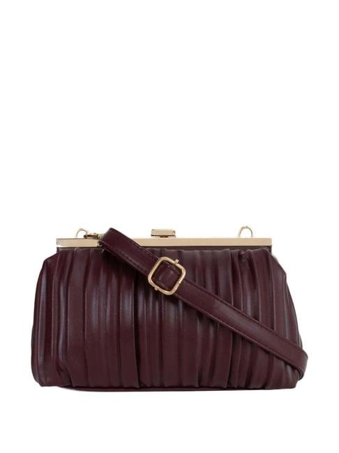 kazo maroon textured small sling handbag