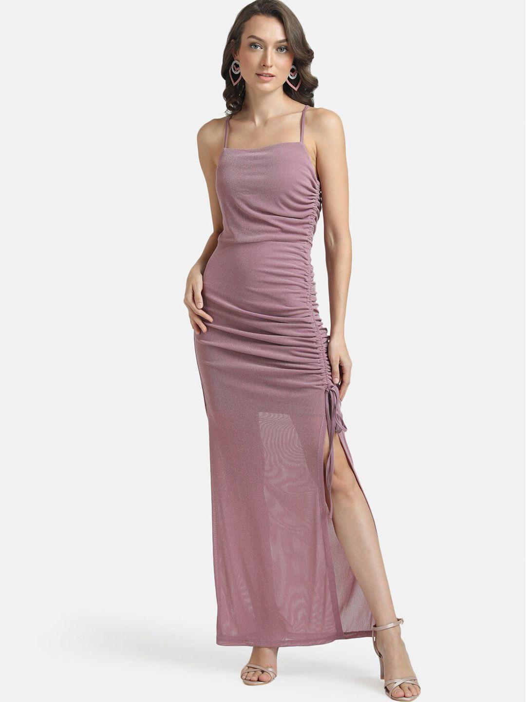 kazo mauve ruched maxi dress