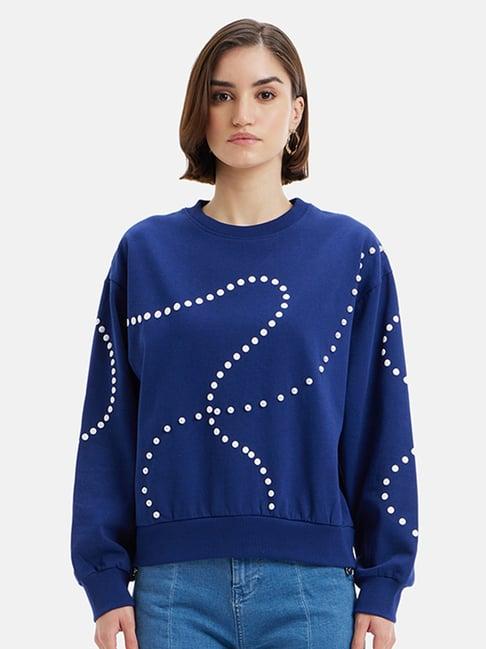 kazo navy & white polka dot sweatshirt