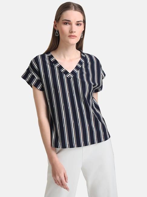 kazo navy striped top