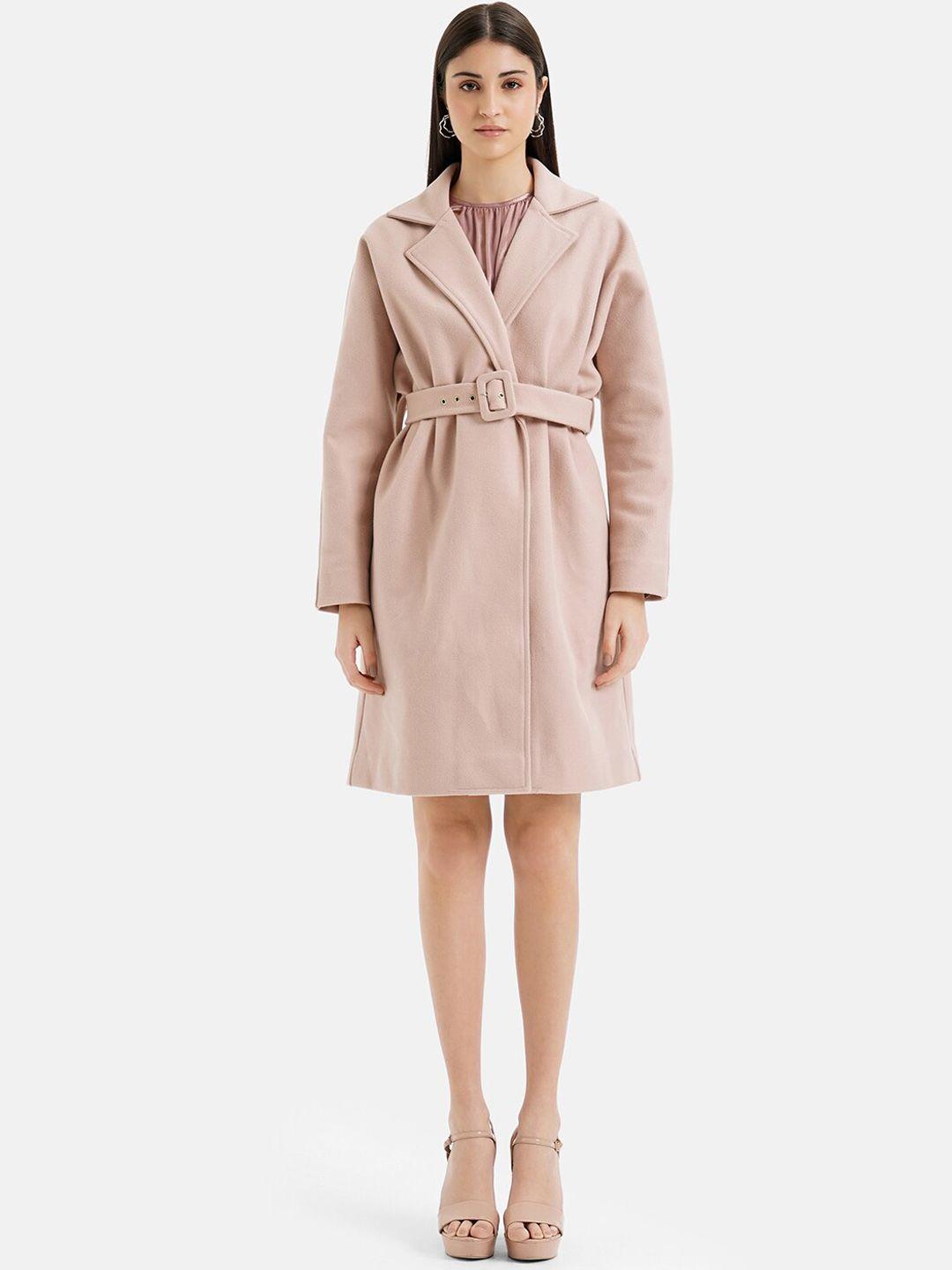 kazo notched lapel collar trench coat with belt