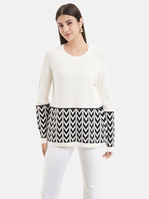kazo off white geometric sweater