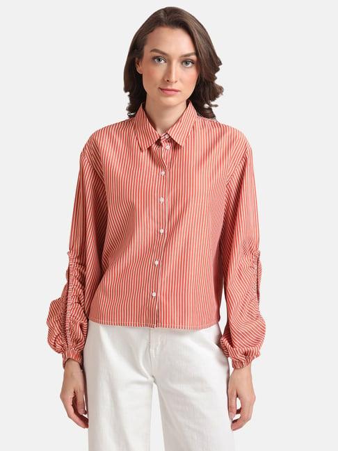 kazo orange striped shirt