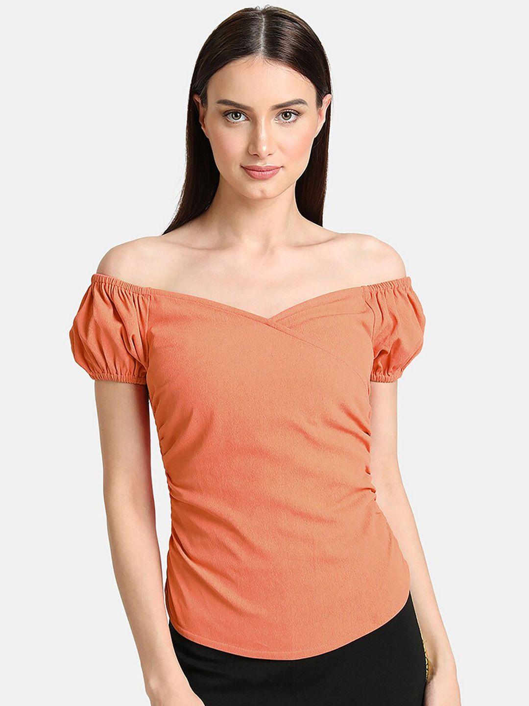 kazo peach off-shoulder bardot top