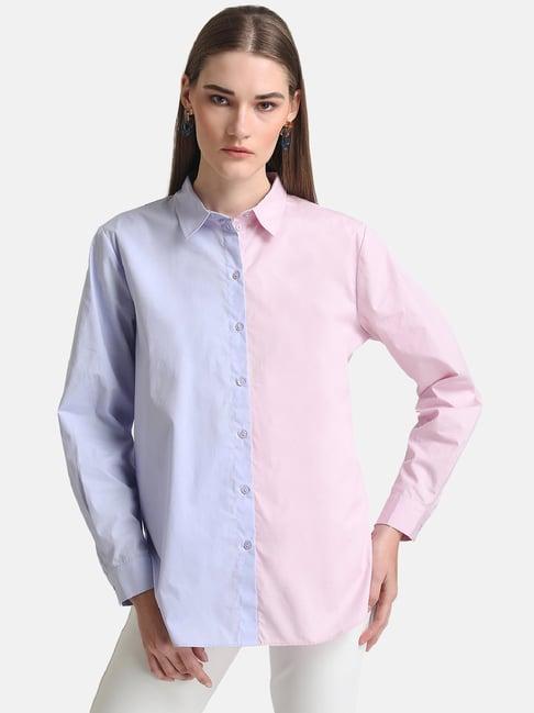 kazo pink & blue loose fit shirt
